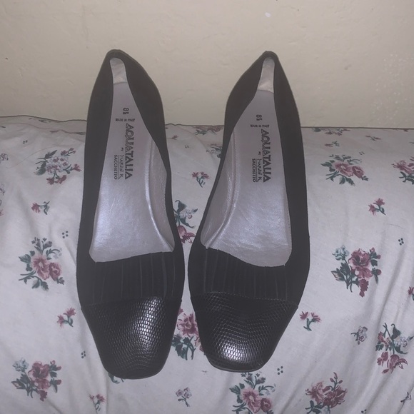 Aquatalia by Marvin K Sacchetto Slip On Wedge Size 8.5 Suede Leather Cap Toe - Picture 1 of 8